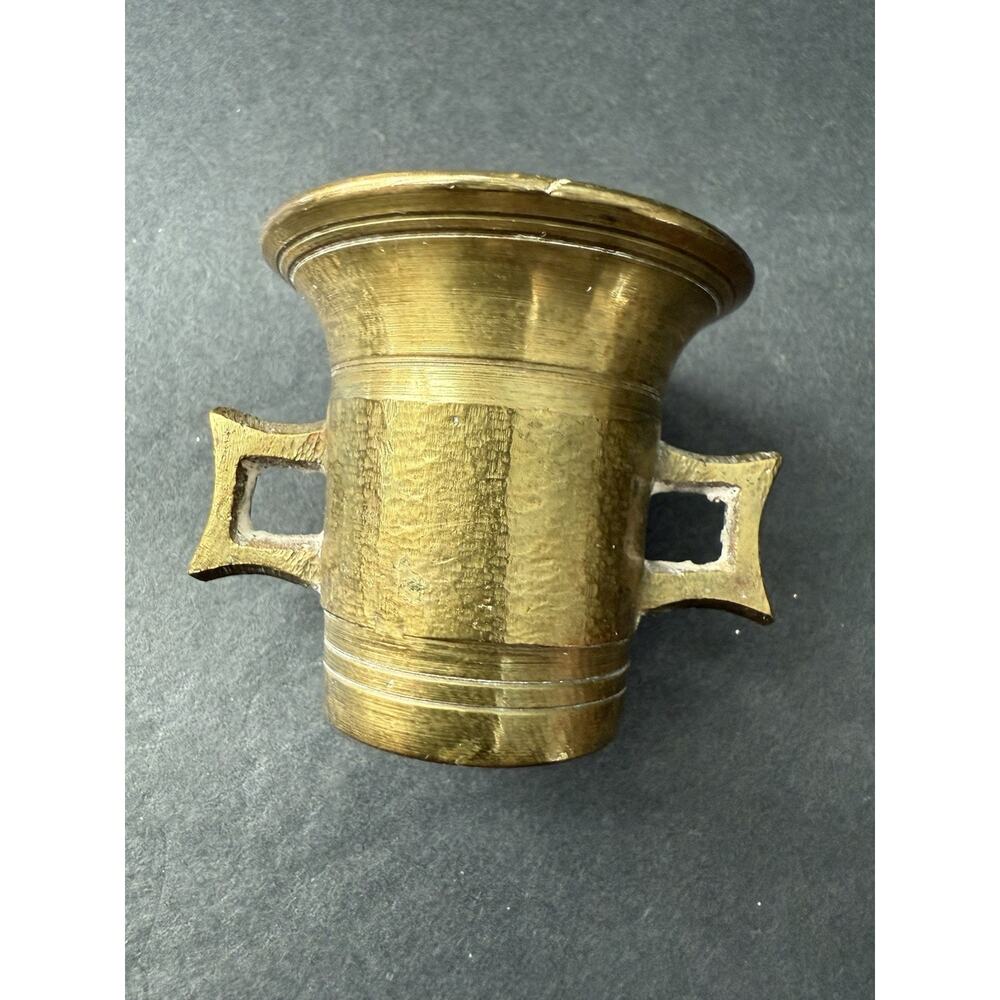 Antique Brass Apothecary Handled Mortar And Pestle Cottage Core Homeopathy India